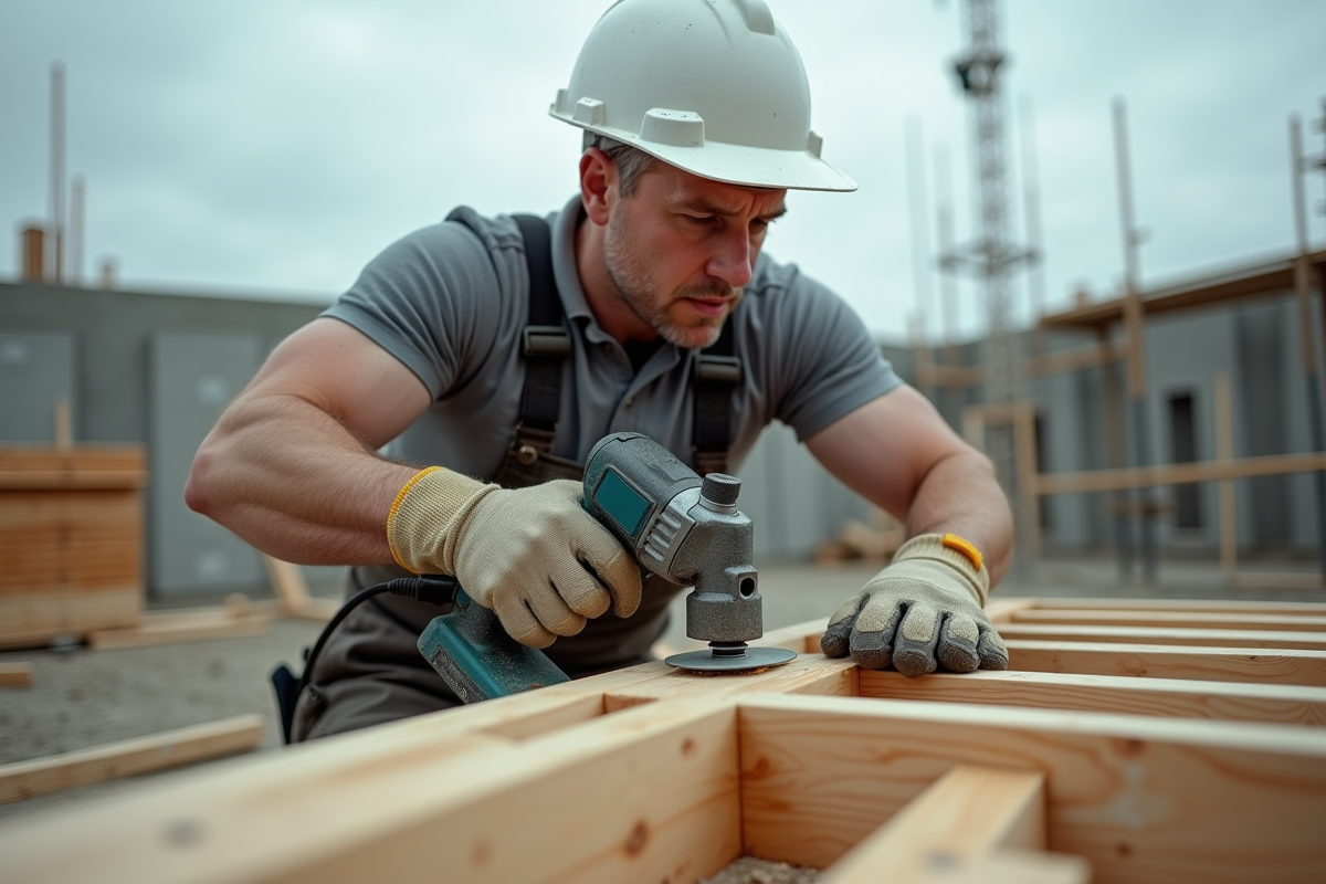 Apprenti en travaux manuels sur un chantier extérieur
