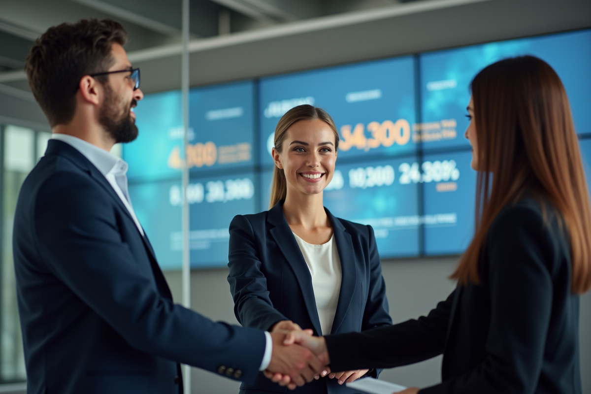 Jeune femme souriante recevant une offre d emploi en entreprise