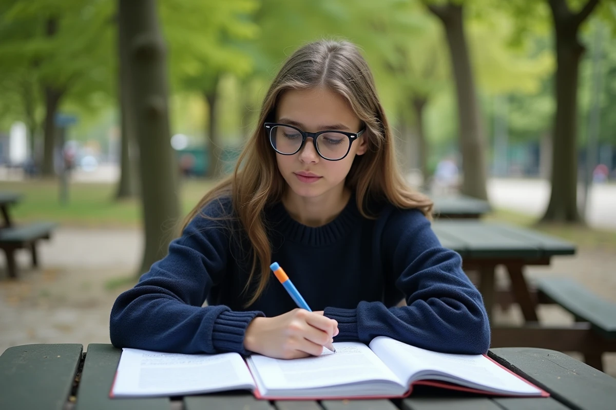 Fille en extérieur étudiant sur les rivières françaises