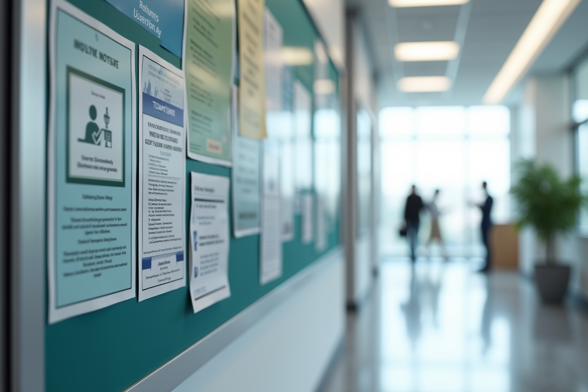 Panneau d affichage avec notices et annonces en entreprise